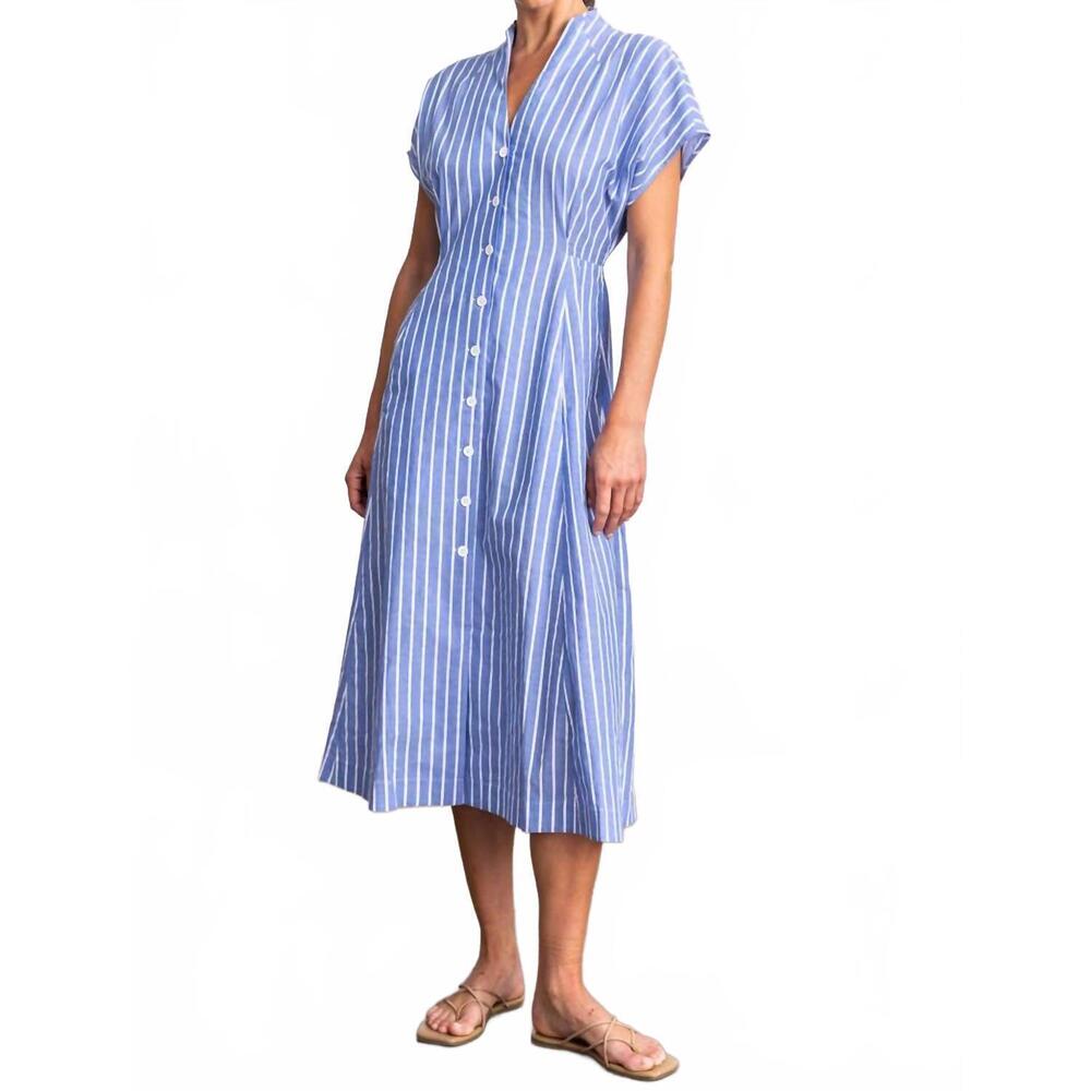 NEW GO BY GO SILK cotton for a spin midi dress in borrowed from the boys stripe - Picture 3 of 3